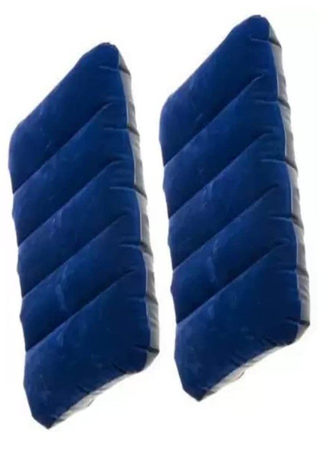 Sage Square Air Inflammable Velvet Navy Blue Travel Pillow, Neck Pillow for Travel, Soft Comfort, Camping, Sleeping Tourist Pillow, Ultralight, Portable, Backpacking Family Tour.(Pack of 2) - Image 1